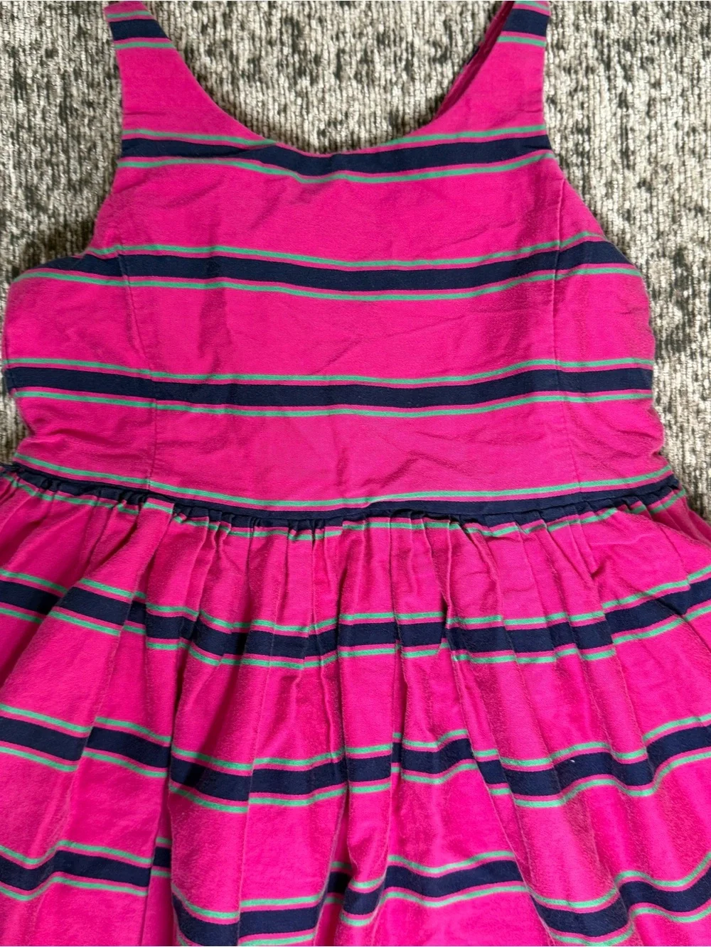 Polo Ralph Lauren Girls Pink Navy Blue Striped A-Line Sleeveless Party Dress Fit